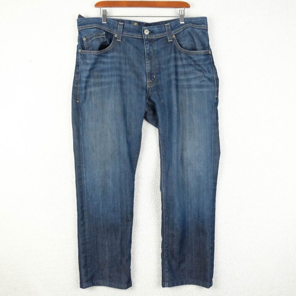 Fidelity Jeans Mens 38X29 Blue Slim Jim Medium Wash Whiskers Denim Stretch